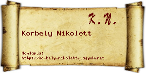 Korbely Nikolett névjegykártya
